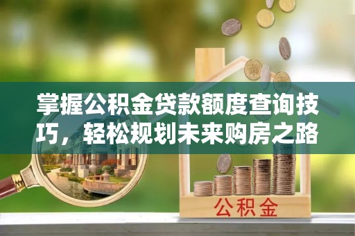 南投市掌握公积金贷款额度查询技巧，轻松规划未来购房之路